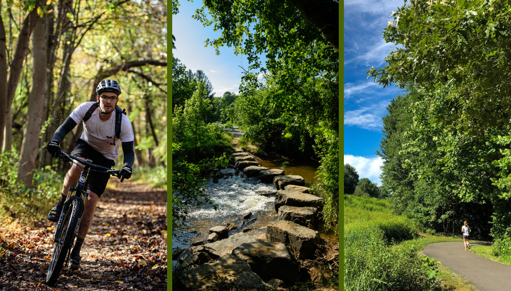 Image collage of trails throughout Fairfax County