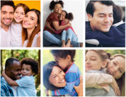 collage of families hugging