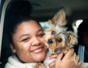 Woman and small dog