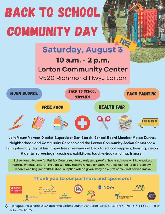 Back To School Community Day at Lorton Community Center