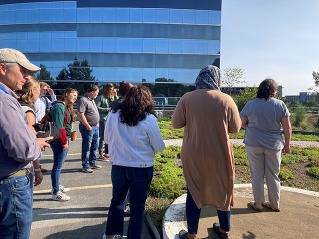 county employees on a green roof tour