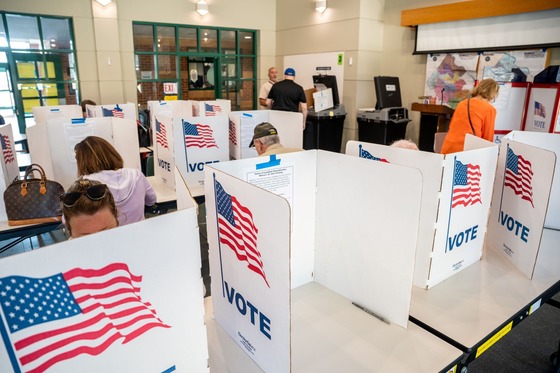 People voting at a precinct