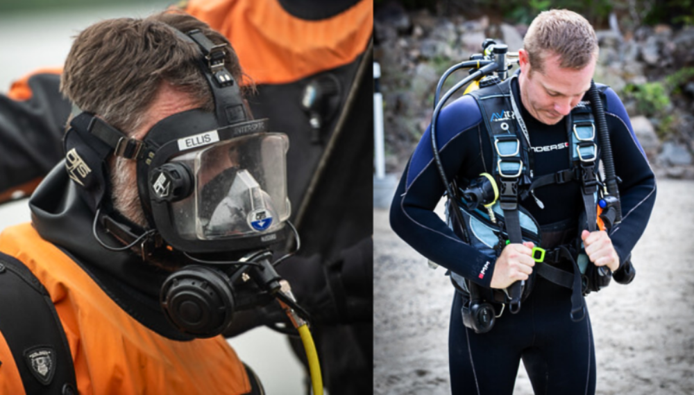 Image of divers wearing diver gear and goggles.