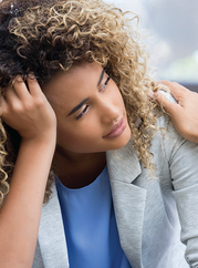 woman with her head down