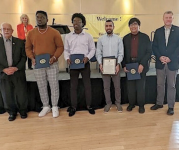 Image of awardees with Chairman McKay at a previous history conference. 