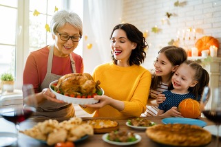 Family enjoying a thanksgiving meal