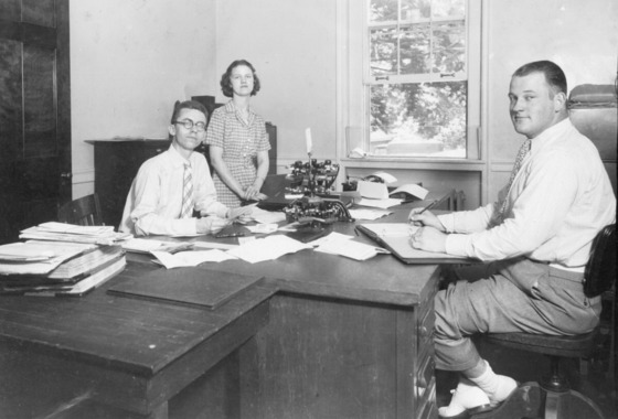 Clerks office - Frances Yeokle, Sterling Schwart (deputy clerk), Tom Chapman