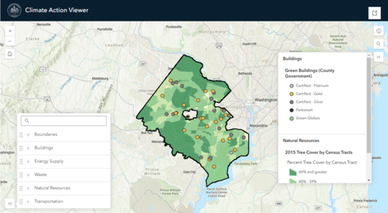 Climate action viewer screenshot