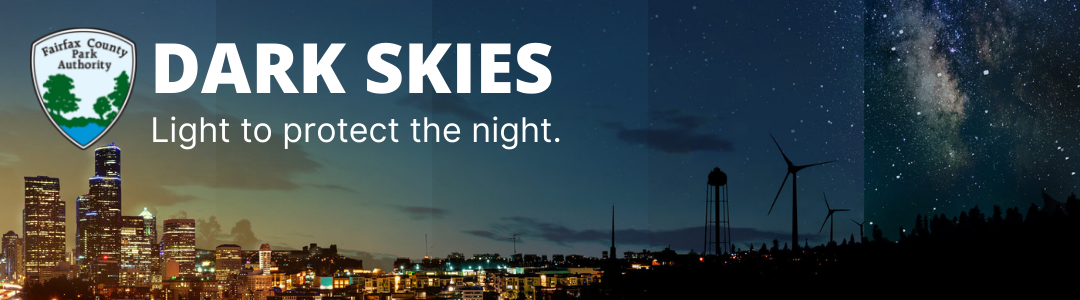 dark skies banner showing a city and stars