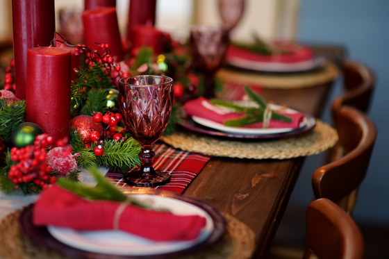 photo of a decorated table setting