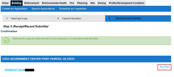 Screenshot of PLUS application page with "Pay Fees" highlighted