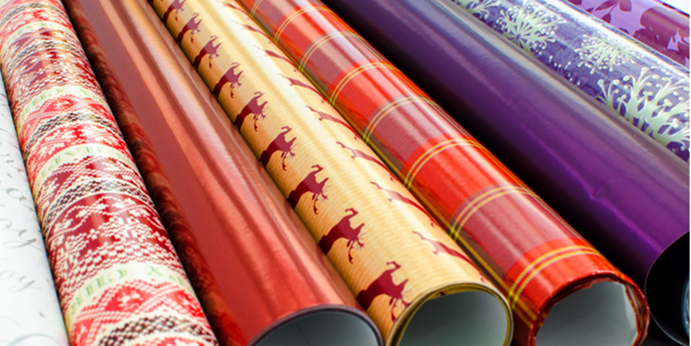 photo of varied wrapping paper rolls