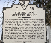 Image of the historic marker outside of the Frying Pan Baptist Meeting House.