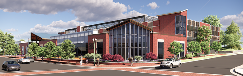 rendering of new library building