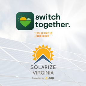 both solar program logos with solar panel in the background