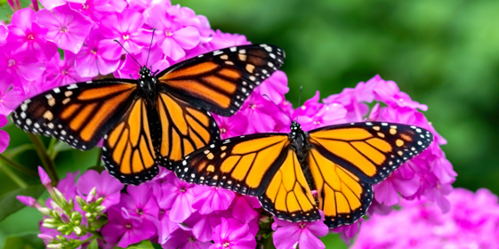 monarch butterflies on pink flowers