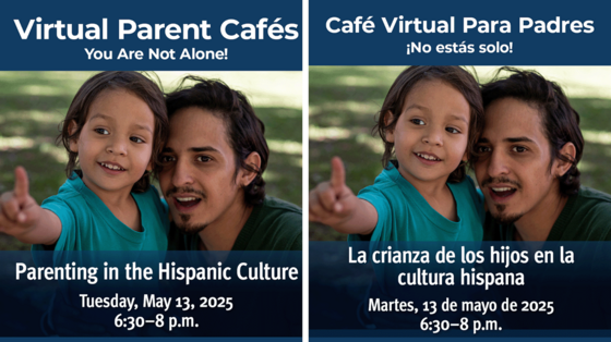 June Parent Cafe graphic with father and son Eng-Span