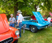 Image of older men standing near classic cars.