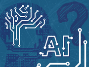 AI Event Image, Blue background with decorative brain made out of circuits