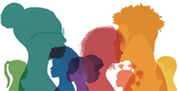 colorful silhouettes of children's heads