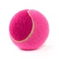 Bright pink tennis ball on white background