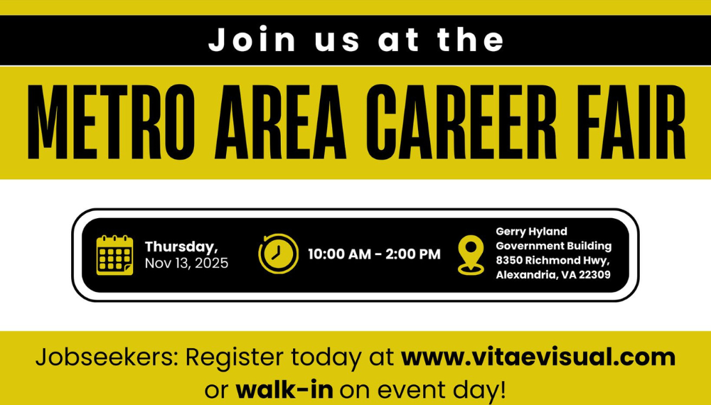 Join us at the Metro Area Career Fair Thursday, Nov. 13, 10 a.m. to 2 p.m., Gerry Hyland Government Building. Register or walk-in.