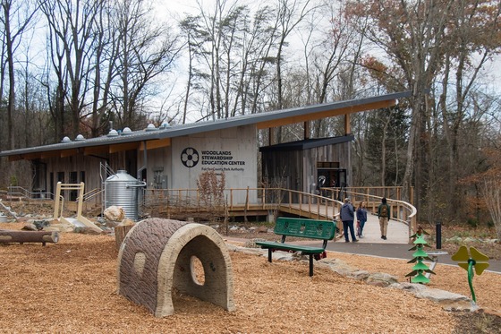 The outside of the Woodlands Stewardship Education Center.