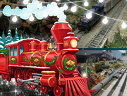 Photo collage of various model train displays