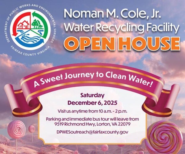 graphic that says noman cole facility open house a sweet journey to clean water