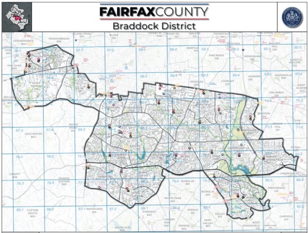 Map of Fairfax County Braddock District.