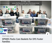 women standing behind packed bins