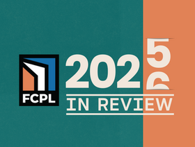 Green and orange background with FCPL logo and text: 2025 in review with the 5 changing to a 6.