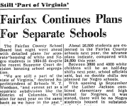 Old newspaper clipping with the headline "Fairfax Continues Plans for Separate Schools."