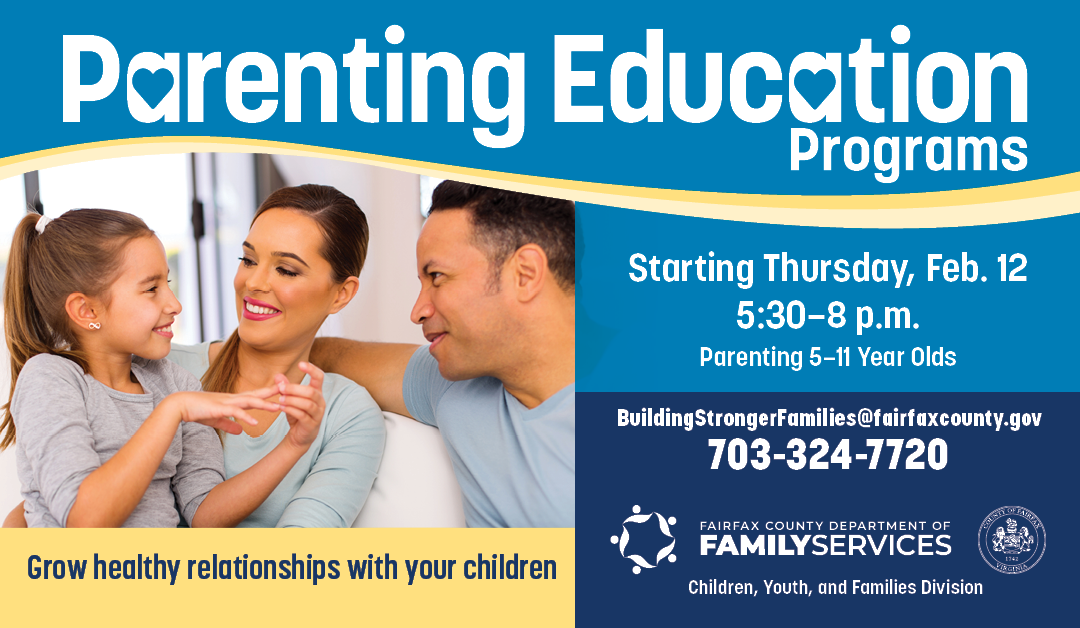 mother, father, and daughter in Parenting education class graphic for February 12