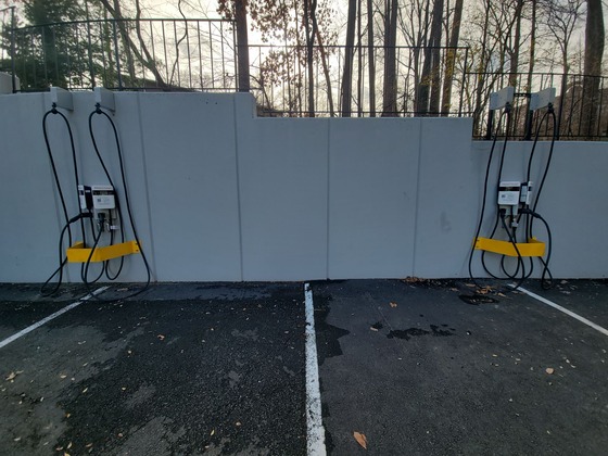 photo of 2 dual port EV chargers
