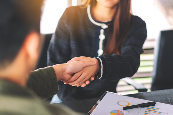 glowing handshake