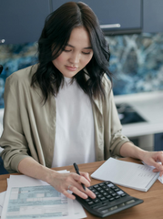 woman working on taxes