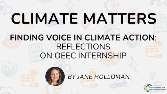 graphic that says CLIMATE MATTERS and the name of blog and the headshot of a woman with blonde hair and a pink blazer