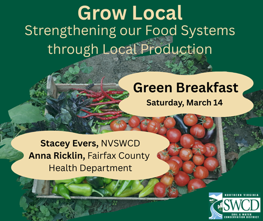 green breakfast graphic featuring photos of a garden