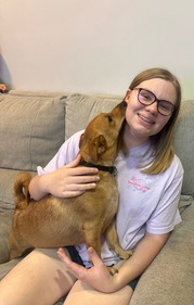 young woman with dog