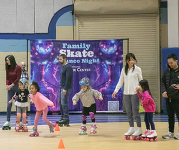 Children roller skating at a previous Franconia Rec Center Skate and Dance night.