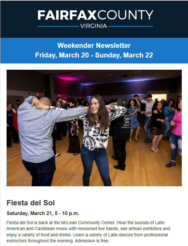 Screenshot of the latest Weekender issue that featured Fiesta del Sol at the top as the lead event. 