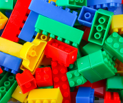 Multicolored LEGO blocks. 