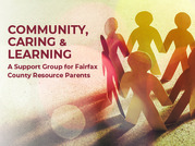 Community Caring & Learning Graphic with paper dolls holding hands in a circle