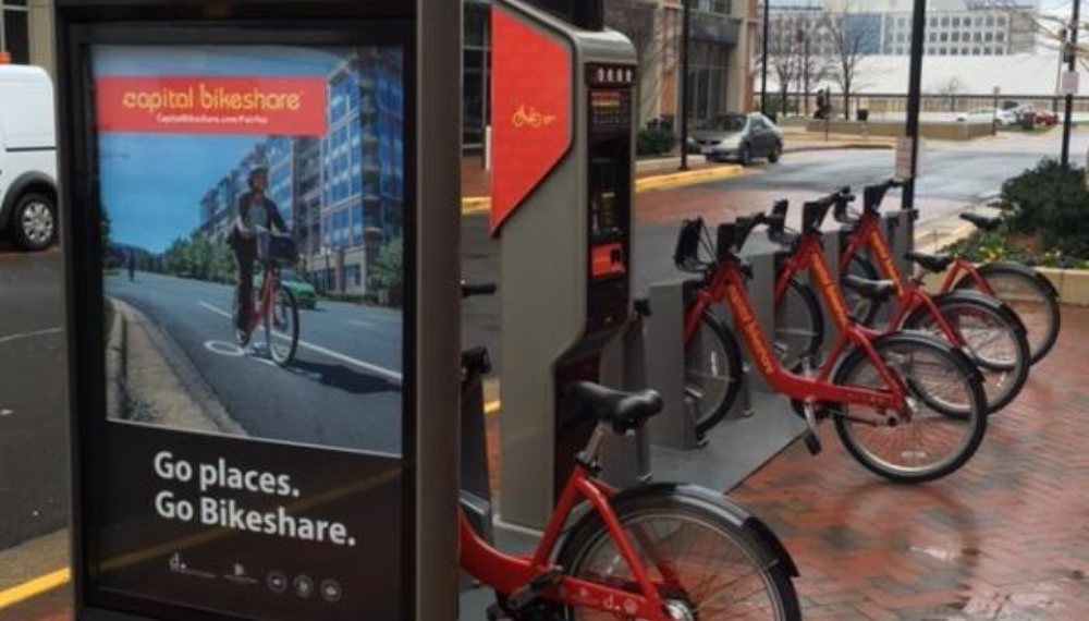 A Capital Bikeshare bike rack.