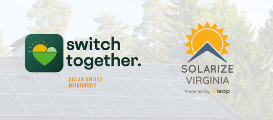 solar programs logos overlaid on a photo of solar panels. 