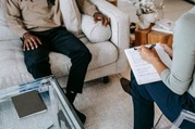 man having an interview