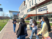students walking on a college tour