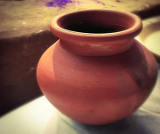 A red clay pot.
