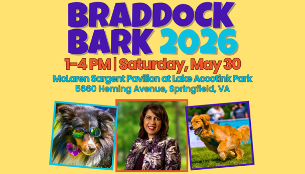 Braddock Bark 2026, 1-4 p.m. Saturday, May 30. McLaren Sargent Pavilion at Lake Accotink Park in Springfield.